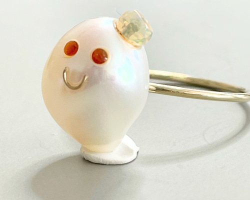 パールリング+おまけ 14kgf バロックパール お化けちゃん リング 指輪・リング