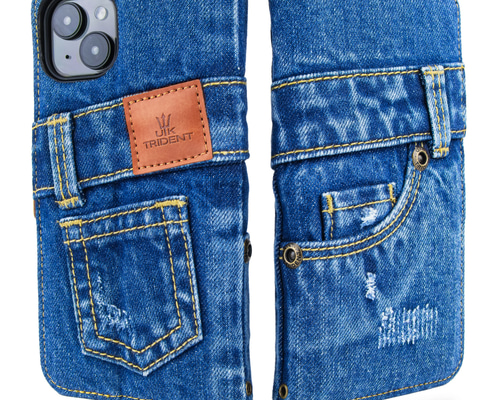 手作り本格デニム iPhone 15 PLUS 用 手帳型 デニム アイフォン  