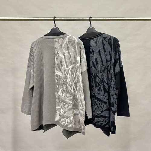 SALE 春 秋 冬 異素材ドッキング ニットプルオーバー レディース