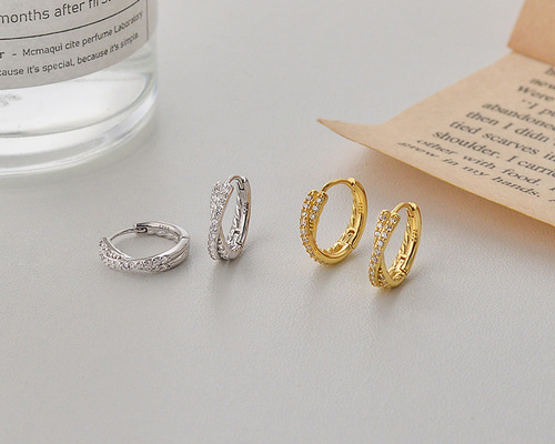 SV925 小ぶり クロス フープピアス つけっぱなし ピアス 金属