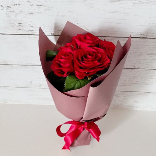 花　アートフラワーブーケ　リース　薔薇　バラ　蕾　プレゼント　パーティ　6 花 アートフラワーブーケ リース 薔薇 バラ 蕾 プレゼント