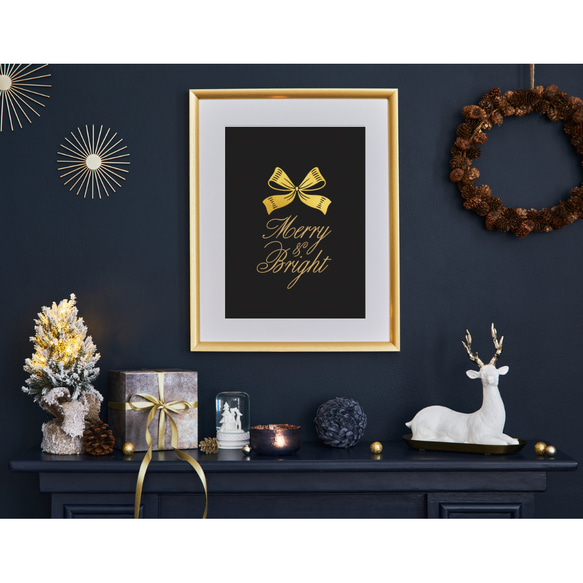 ブラックゴールドのクリスマスポスター | n5102 | サイズ選択 | 光沢紙 1枚目の画像