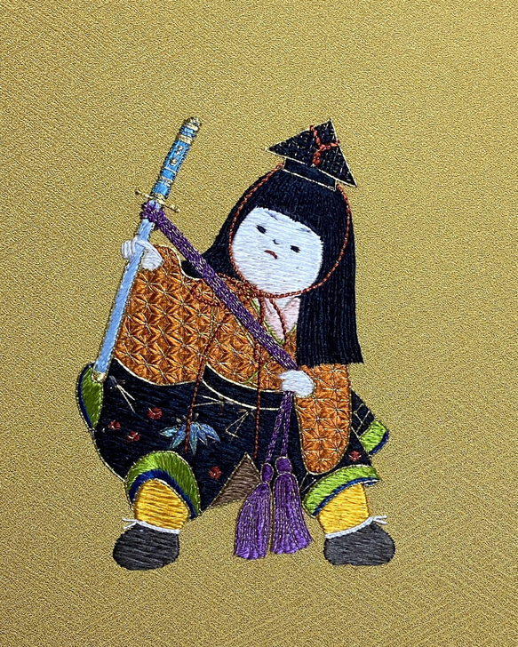 日本刺繍額『五月人形』 2枚目の画像