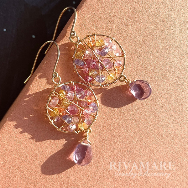 アメジスト タンザナイト サファイア ピンクトルマリンピアス/イヤリング変更可「秋の女神」