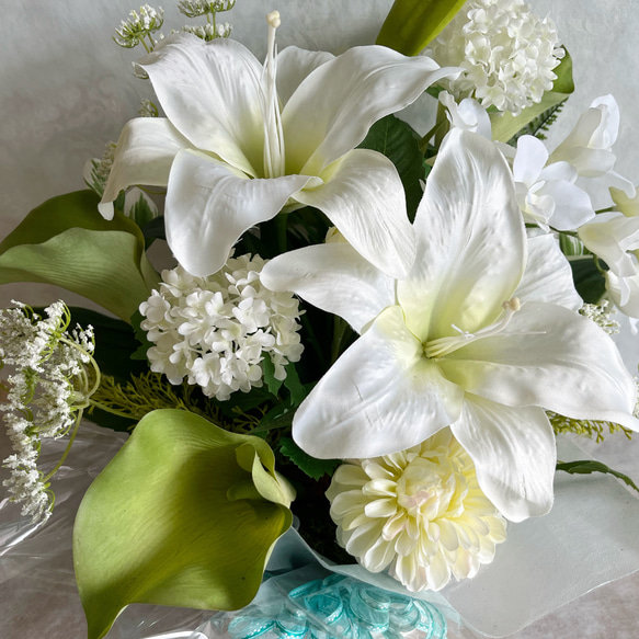 「送料無料」洋花を使用した枯れないお供え花　仏花　フラワーアレンジメント 5枚目の画像