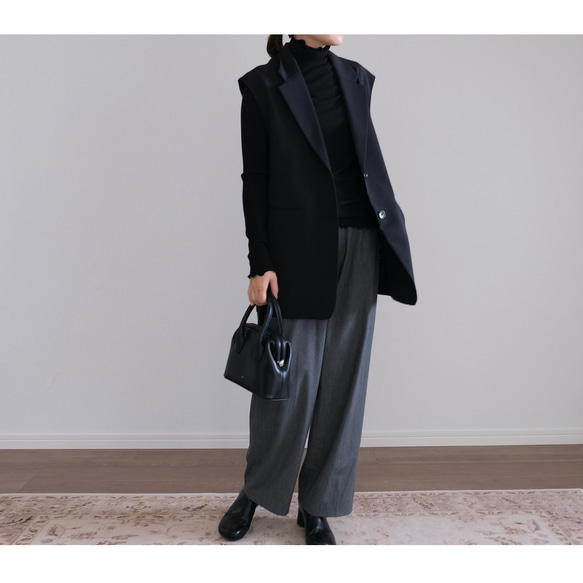 【大人気トップス再販開始♡】フリルメロウハイネック長袖トップス シルク ニット 秋 冬 春 黒 白 グレー K301 9枚目の画像