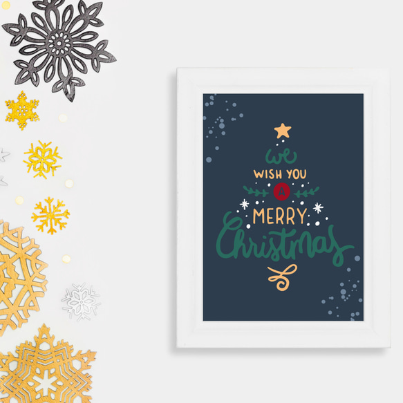 英字ネイビーのクリスマスツリー | インテリアポスター | n5006 | サイズ選択 | 光沢紙 5枚目の画像