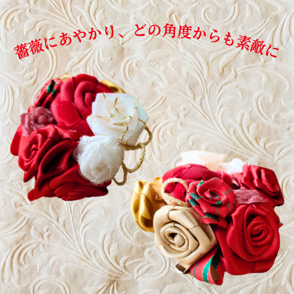 コサージュ ブローチ 薔薇 ローズリボン 巻きバラ クリスマス プレゼント 結婚式 パーティー お出かけ  606 2枚目の画像