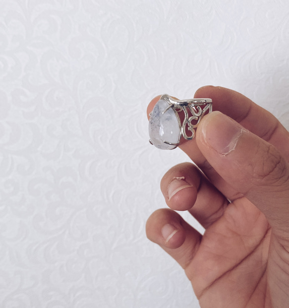 Dumortierite ring【silver925】デュモルチェライト 天然石 大ぶり シンプル 15枚目の画像