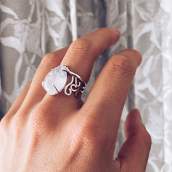 Dumortierite ring【silver925】デュモルチェライト 天然石 大ぶり シンプル 2枚目の画像