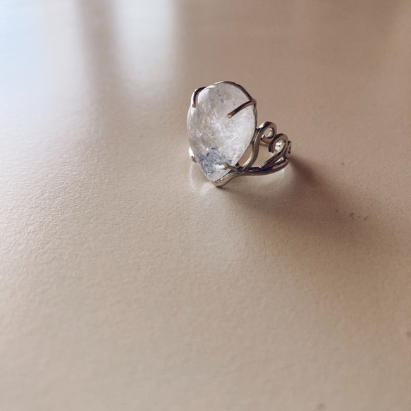 Dumortierite ring【silver925】デュモルチェライト 天然石 大ぶり シンプル 4枚目の画像