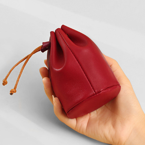MICO ワックス加工ソフトカーフレザー 本革 股下 ミニ巾着 小銭入れ