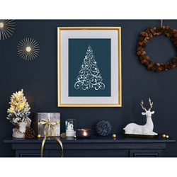 暖炉のそばのクリスマスツリー | n4369 | サイズ選択 | 光沢紙 3枚目の画像