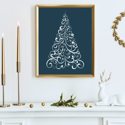 暖炉のそばのクリスマスツリー | n4369 | サイズ選択 | 光沢紙 2枚目の画像