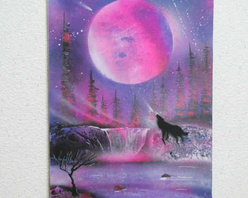幻想的なオオカミの風景画 F8スプレーアート 11ef456b58c03762f6382bce846e67
