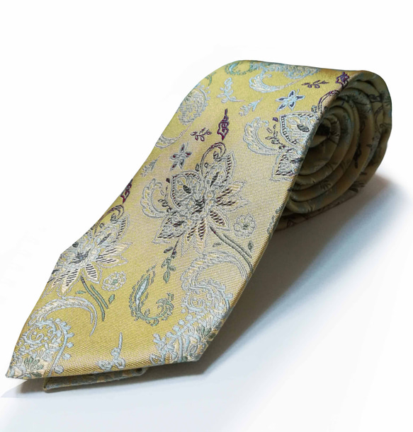 シャルトリューズのペイズリーネクタイ　Chartreuse Paisley tie 10枚目の画像