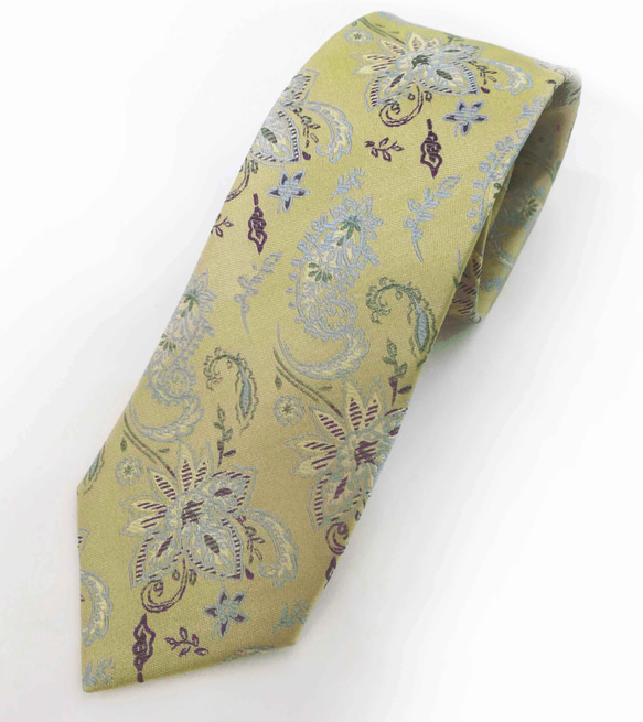 シャルトリューズのペイズリーネクタイ　Chartreuse Paisley tie 9枚目の画像