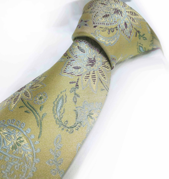 シャルトリューズのペイズリーネクタイ　Chartreuse Paisley tie 4枚目の画像