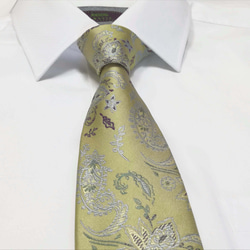 シャルトリューズのペイズリーネクタイ　Chartreuse Paisley tie 6枚目の画像