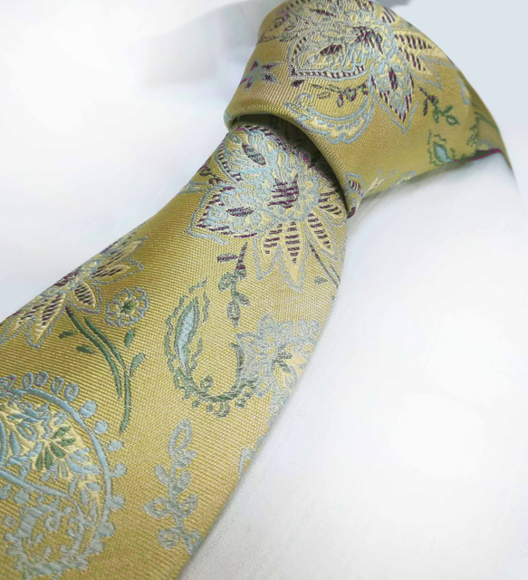 シャルトリューズのペイズリーネクタイ　Chartreuse Paisley tie 3枚目の画像