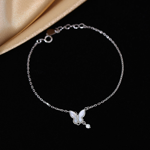 シルバー シェル 貝殻 蝶々 バタフライ ジルコニア ブレスレット