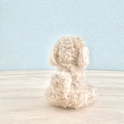 羊毛フェルトのおすわりアイボリートイプードル⁂ 子犬ぬいぐるみ【受注制作】 3枚目の画像
