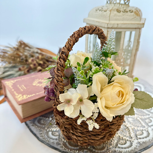 ♡アーティフィシャルフラワーの花籠♡Sサイズ アートフラワー