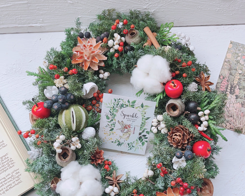 ☆クリスマスリース オーバルver☆ ドライフラワー petit.iro 通販