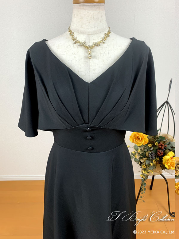 ウェディングドレスカラードレス 9号11号 ブラック 黒 袖あり ワンピース 結婚式 演奏会 パーティ shw80028 8枚目の画像