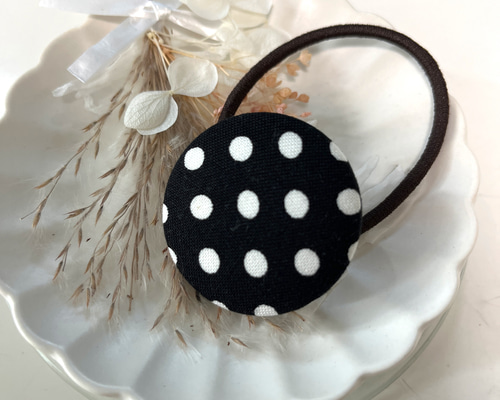 猫　ねこ　黒猫　花柄　ドット　イチゴ　くるみボタン　ヘアゴム　3個セット 猫ねこ黒猫花柄ドットイチゴくるみボタンヘアゴム3個セット