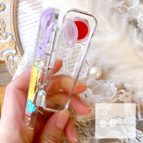 押し花　印鑑ケース ❁押し花の印鑑ケース❁【ブルー×ピンク】ラッピング無料◎ その他雑貨