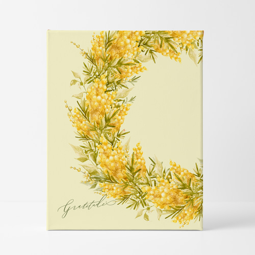 北欧アートパネル_ ミモザ キャンバスインテリアアート 元気が出る