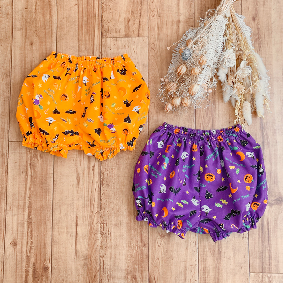 baby✭ボリュームかぼちゃパンツ✭ランダムハロウィン　パープル 4枚目の画像