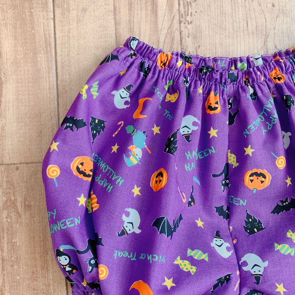 baby✭ボリュームかぼちゃパンツ✭ランダムハロウィン　パープル 3枚目の画像