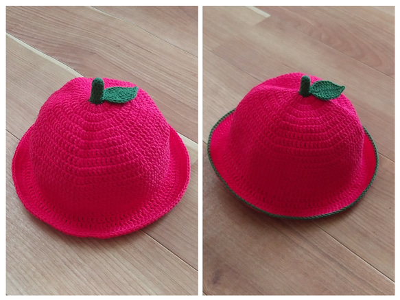 かる〜い！りんご帽子　フルーツ帽子 2枚目の画像