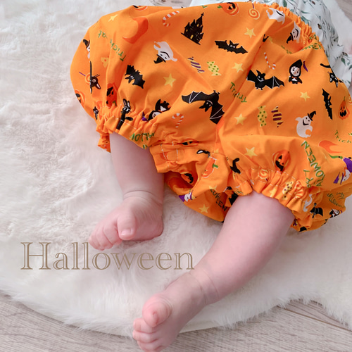 baby✭ボリュームかぼちゃパンツ✭ランダムハロウィン オレンジ 