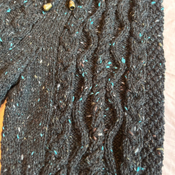 Sale 送料無料　冬　暖か　温活女子 毛糸のパンツ　ルームウェア　ブラック　ツイード風アラン模様　アルパカ混　 3枚目の画像
