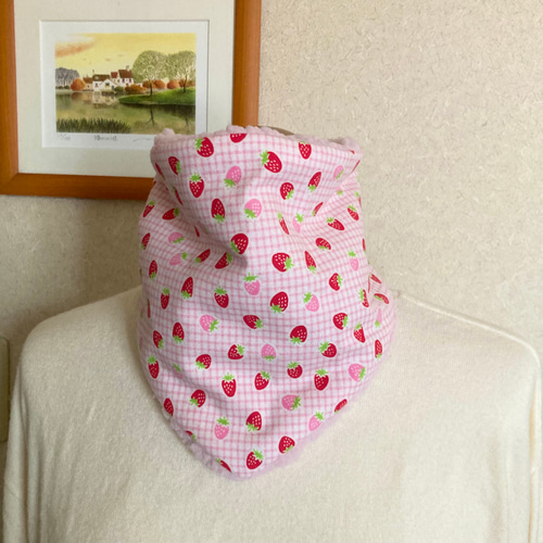 ハンドメイド ネックウォーマー あんぱん柄 生成×マスタード⑥ 