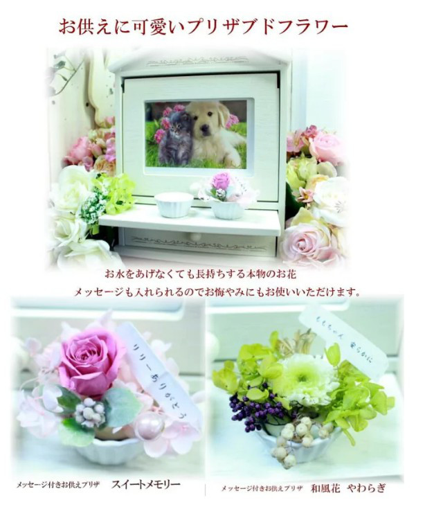 ペット仏壇 ステージ型ハイバック　薔薇カッティングホワイト【日本製】ペット仏壇 かわいい　メモリアルボックスハウス