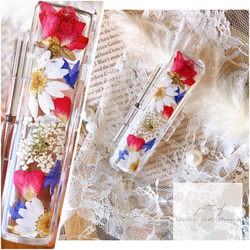 ❁押し花の印鑑ケース❁【ブルー×ピンク】ラッピング無料◎ その他雑貨