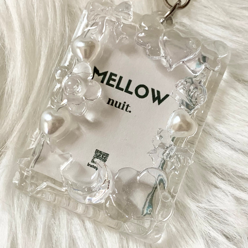 証明写真サイズ】 硬質ケース フォトキーホルダー/デコ/白/ホワイト