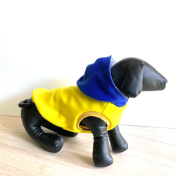 犬服 ネオンカラーフリース❤︎ フードタンクトップドッグウェア　蛍光　秋冬 3枚目の画像