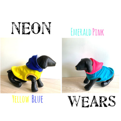 犬服 ネオンカラーフリース❤︎ フードタンクトップドッグウェア 蛍光