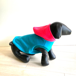 犬服 ネオンカラーフリース❤︎ フードタンクトップドッグウェア　蛍光　秋冬 8枚目の画像