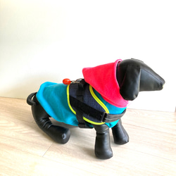 犬服 ネオンカラーフリース❤︎ フードタンクトップドッグウェア　蛍光　秋冬 11枚目の画像