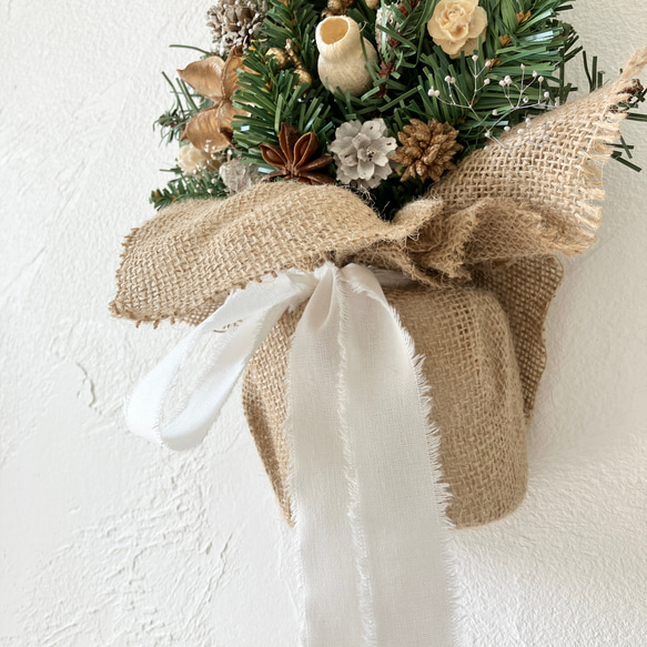 壁掛け･:*クリスマスツリー【ナチュラルホワイト】クリスマス飾り クリスマスインテリア クリスマスリース Xmas 6枚目の画像