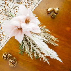 クリスマス　きらめきピンクポインセチアのミニスワッグ 4枚目の画像