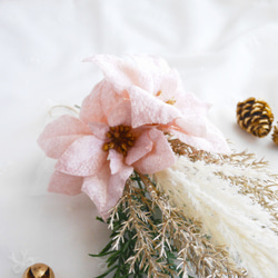 クリスマス　きらめきピンクポインセチアのミニスワッグ 3枚目の画像