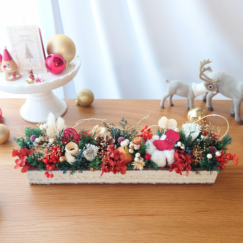 Creema限定亅クリスマスアレンジ ギフトボックス プリザーブドフラワー
