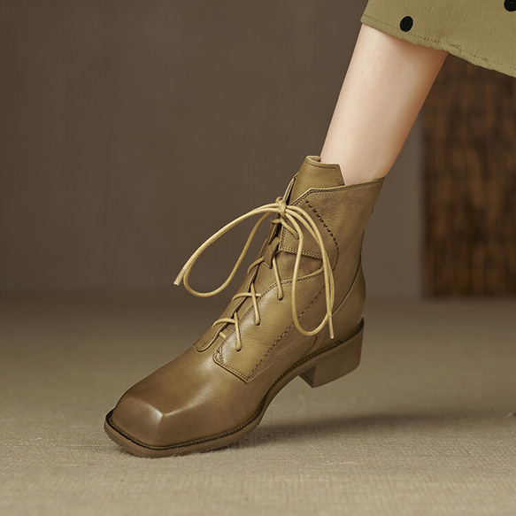秋冬女式真皮鞋短靴低跟靴加毛內裡OK 22cm - 25cm #867-1⭐免運費⭐ 第4張的照片